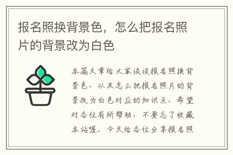 报名照换背景色，怎么把报名照片的背景改为白色