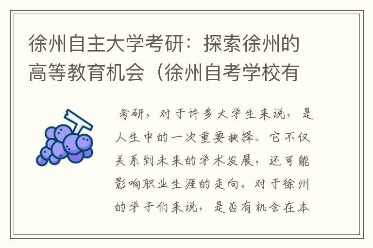 徐州自主大学考研：探索徐州的高等教育机会（徐州自考学校有哪些）