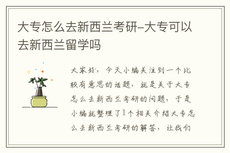 大专怎么去新西兰考研-大专可以去新西兰留学吗