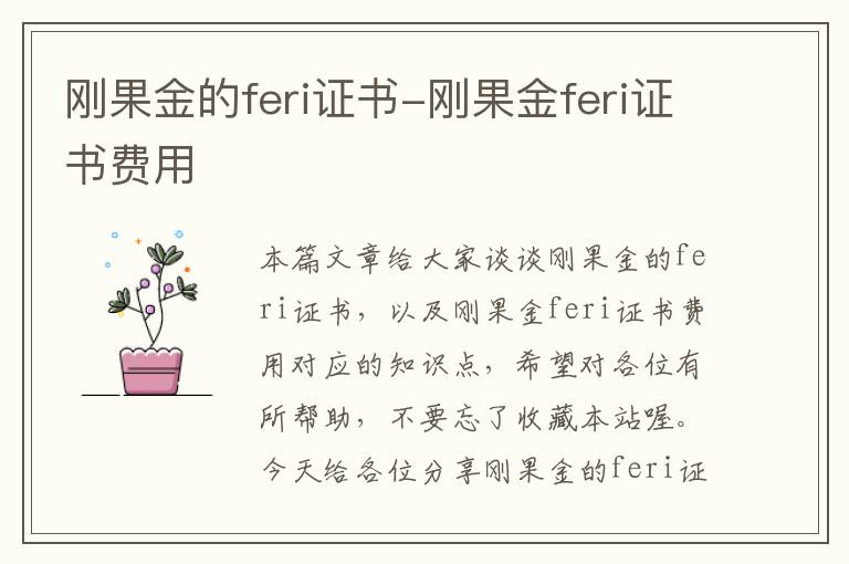 刚果金的feri证书-刚果金feri证书费用