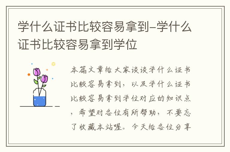 学什么证书比较容易拿到-学什么证书比较容易拿到学位