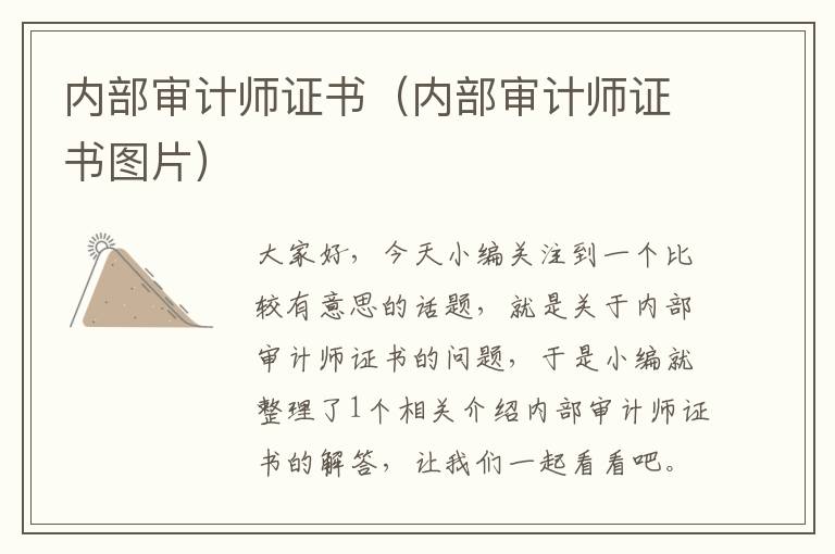 内部审计师证书（内部审计师证书图片）