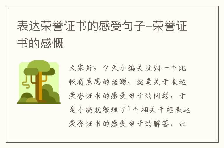 表达荣誉证书的感受句子-荣誉证书的感慨