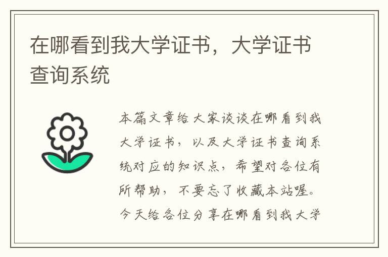 在哪看到我大学证书，大学证书查询系统