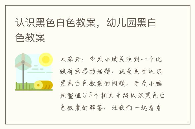 认识黑色白色教案，幼儿园黑白色教案