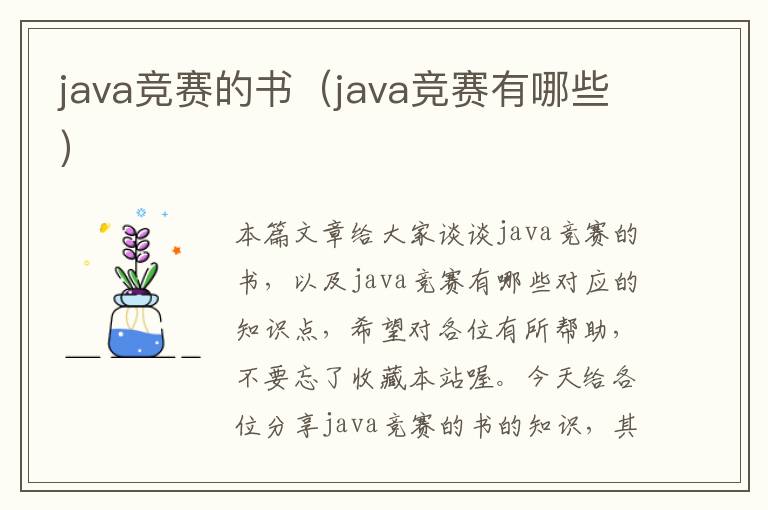 java竞赛的书（java竞赛有哪些）