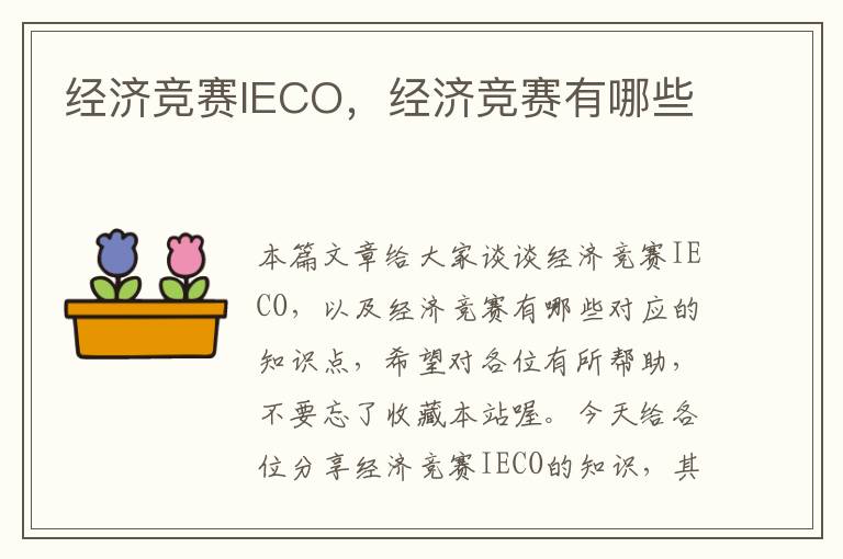 经济竞赛IECO，经济竞赛有哪些