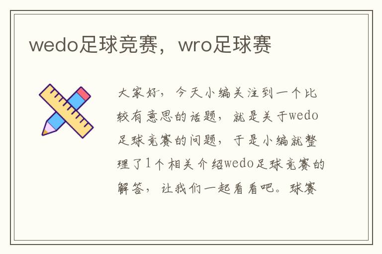 wedo足球竞赛，wro足球赛