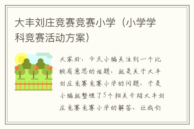 大丰刘庄竞赛竞赛小学（小学学科竞赛活动方案）