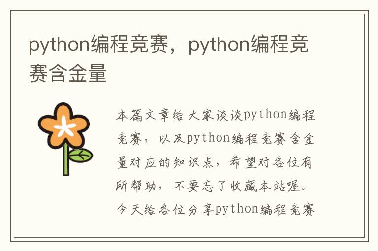 python编程竞赛，python编程竞赛含金量