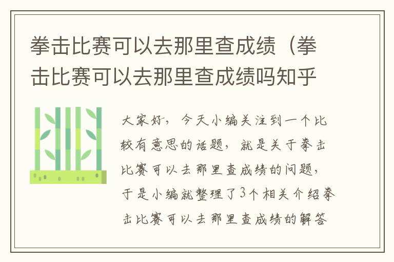 拳击比赛可以去那里查成绩（拳击比赛可以去那里查成绩吗知乎）