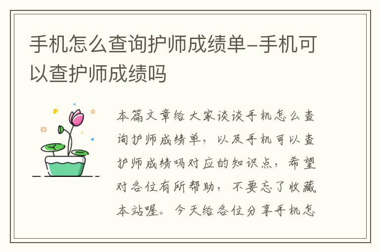 手机怎么查询护师成绩单-手机可以查护师成绩吗