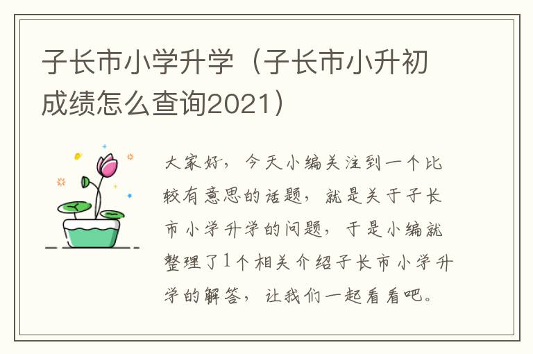 子长市小学升学（子长市小升初成绩怎么查询2021）