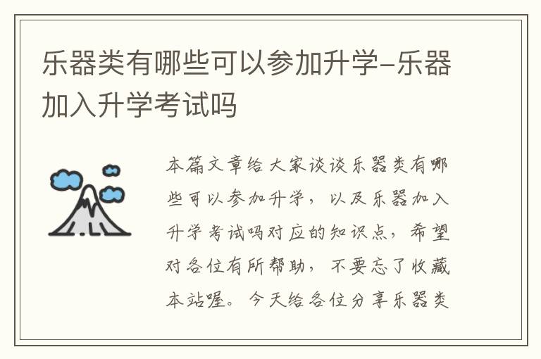 乐器类有哪些可以参加升学-乐器加入升学考试吗