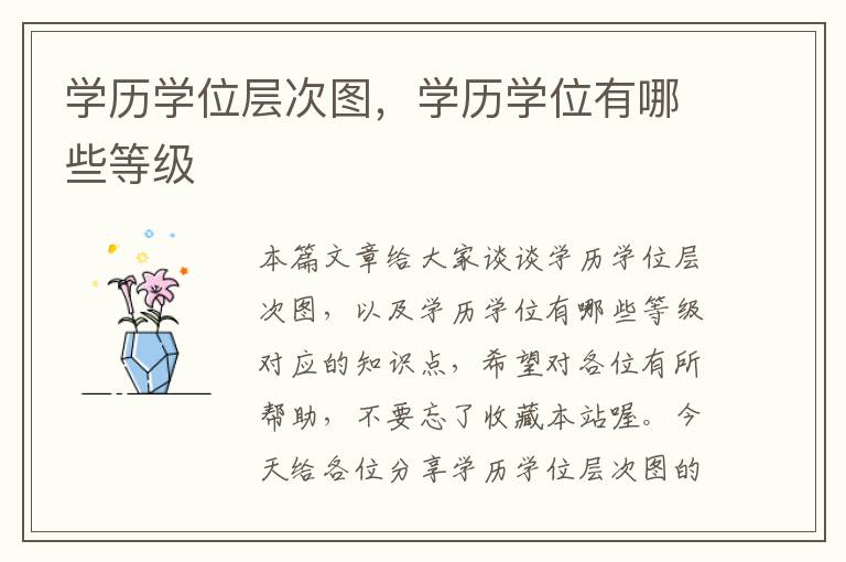 学历学位层次图，学历学位有哪些等级