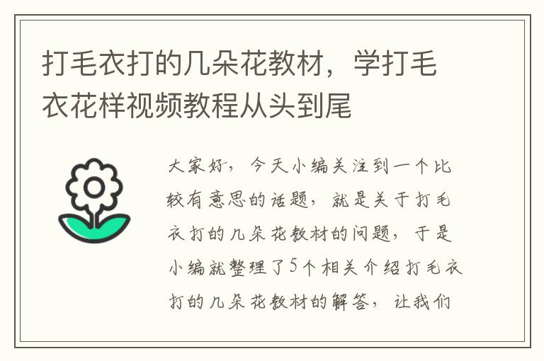 打毛衣打的几朵花教材，学打毛衣花样视频教程从头到尾