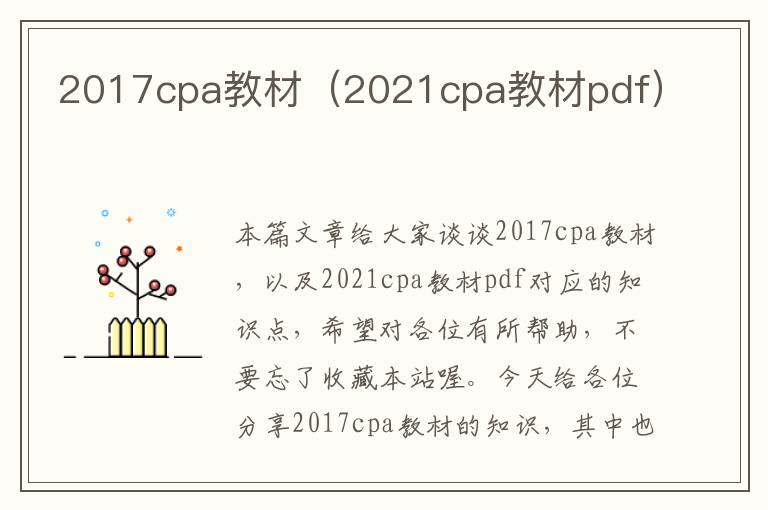 2017cpa教材（2021cpa教材pdf）