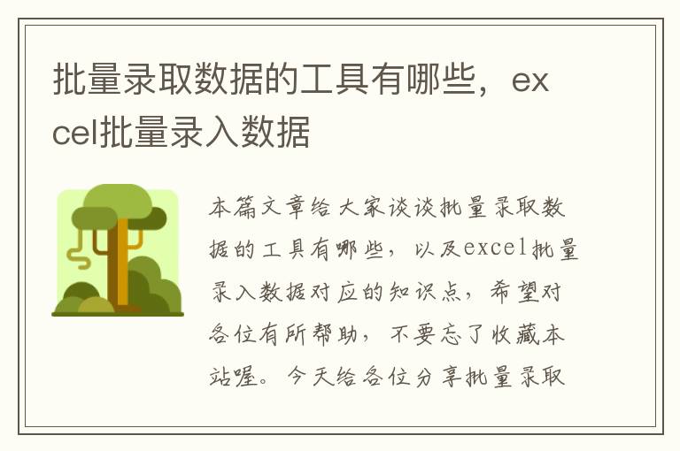 批量录取数据的工具有哪些，excel批量录入数据