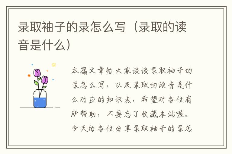 录取袖子的录怎么写（录取的读音是什么）