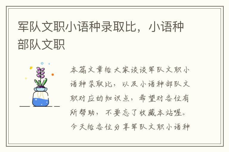 军队文职小语种录取比，小语种部队文职