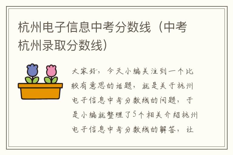 杭州电子信息中考分数线（中考杭州录取分数线）