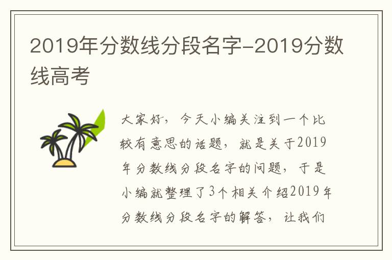 2019年分数线分段名字-2019分数线高考