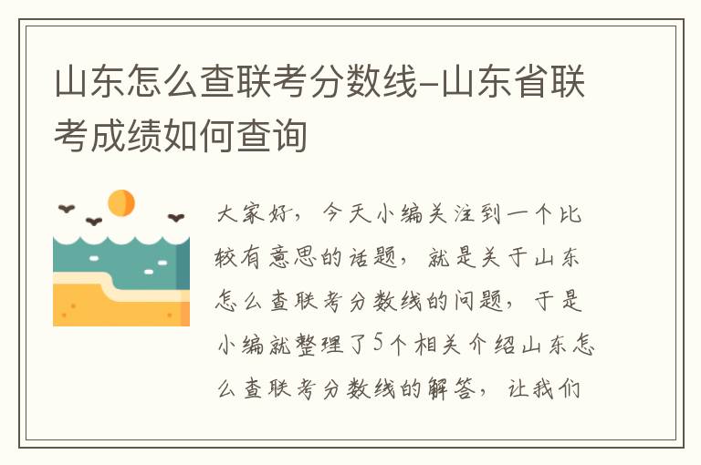 山东怎么查联考分数线-山东省联考成绩如何查询