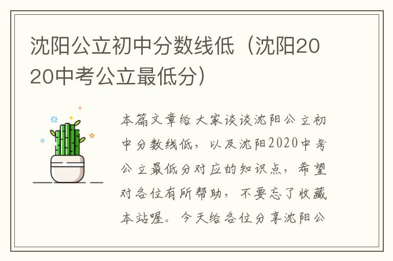 沈阳公立初中分数线低（沈阳2020中考公立最低分）