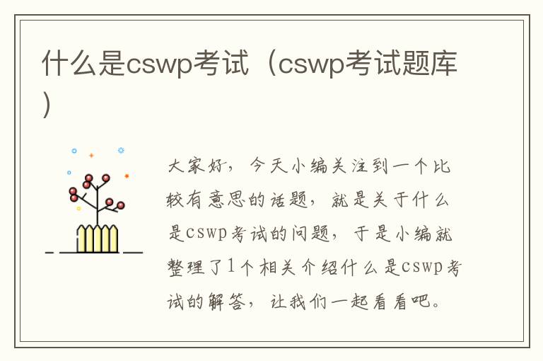 什么是cswp考试（cswp考试题库）