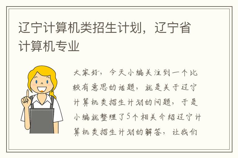 辽宁计算机类招生计划，辽宁省计算机专业