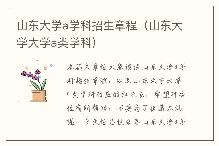 山东大学a学科招生章程（山东大学大学a类学科）